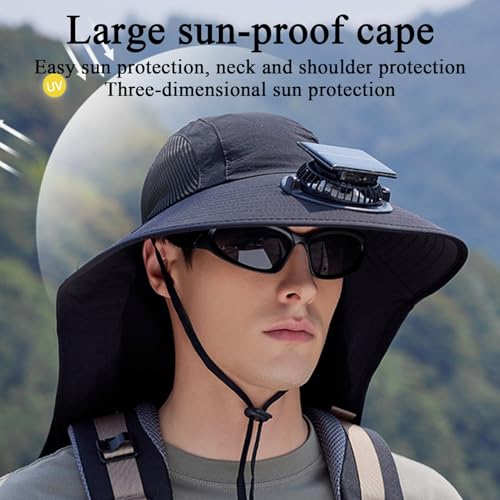 Chapeau avec ventilateurs solaires étanche et anti-UV pour camping - 2