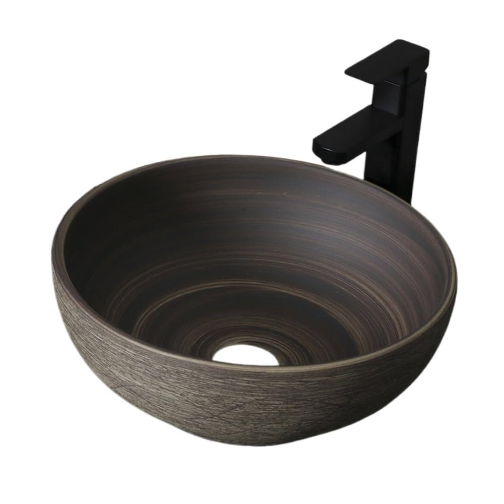 Vasque pour salle de bain intérieure et extérieure ronde en céramique