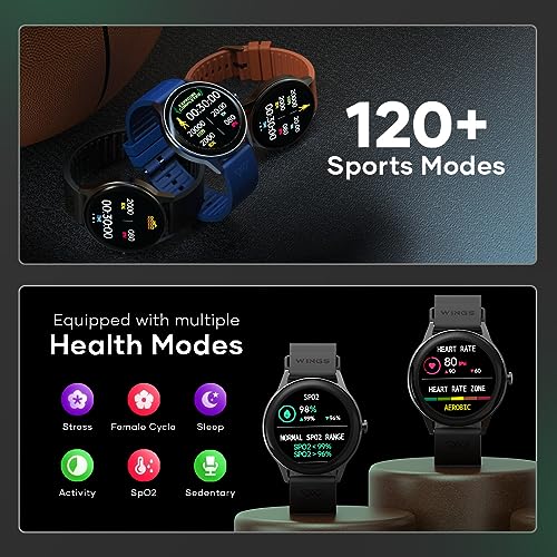 Image of Wings Platinum Smartwatch with 1.39 inch HD IPS Display 110+ Workout Modes, 200+ Watchface, powerful 260mah Battery, 7 Days Battery Life, advanced Bt 5.3 Calling 24 /7 Health Monitoring, Ai Voice Assistant