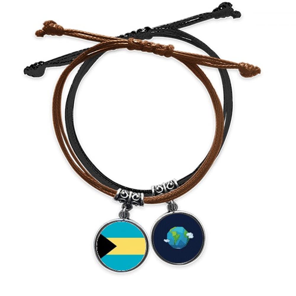 Pulsera de Bahamas bandera amuleto de cuero ajustable para hombre y mujer 3