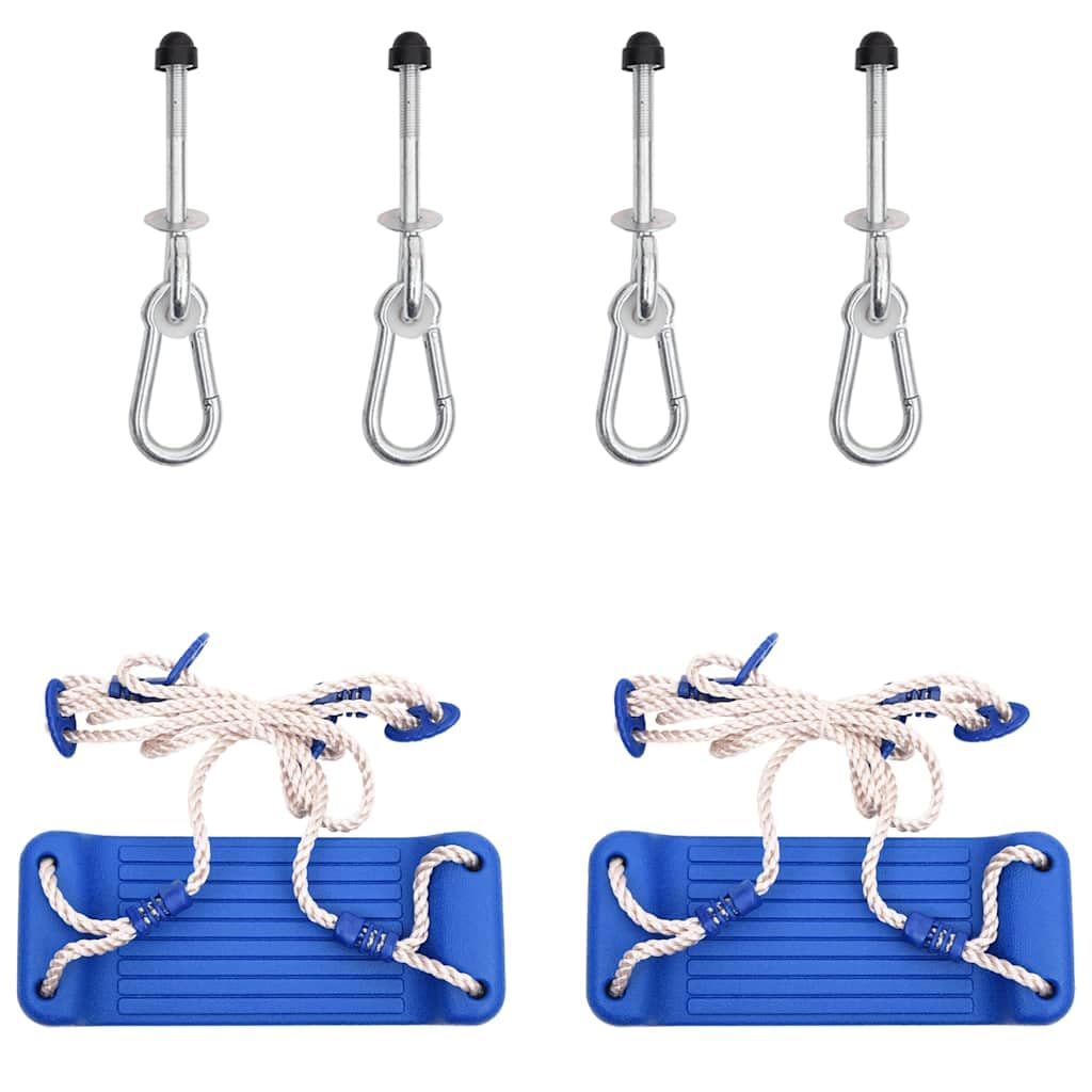 Schaukelsitz Set 2 Stück mit Klettersteinen Blau aus Polyethylen und Metall, für Spielturm Zubehör, Spielplatz, Klettergerüst, Schaukel und Rutsche im Garten draußen für Kinder