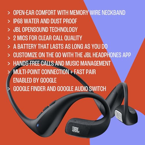 Image of JBL Endurance Pace - Open-Ear Sport Headphones with Memory Wire Neckband, Water & dust Proof (IP68), 2 beamforming mics, up to 10 Hours of Music, Hands-Free Calls and Music Management (Black /Grey)