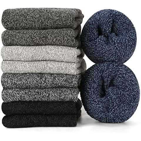 Hocerlu 5 Pairs Men Thermal Socks - Thick & Warm Winter Socks, Breathable Cushion Wool Socks Boot Socks for Walking Hiking Trekking Running Skiing in Cold Winter, UK Size 6-11 Cover