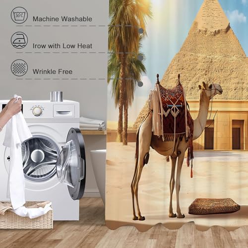 Rideau de douche de qualité supérieure en polyester 240x200 cm décor pyramides chameaux - 7