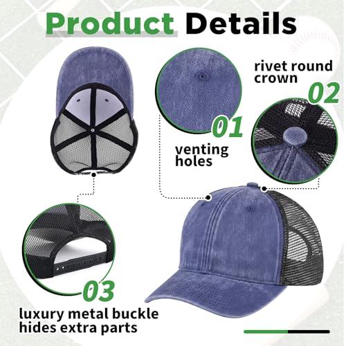 Image of Suhine 24 Pcs Blank Trucker Hat Bulk Unisex Mesh Baseball Cap for Sublimation Embroidery Vintage Adjustable Hat for Men Women