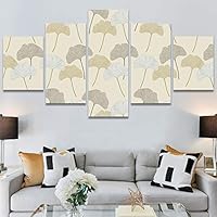 SIGNWIN 5 Panel Canvas Wall Art Modern Art Decorative Elements Expressive Leaves Multicolor Patterns Photography for Home Decorations Ready to Hang - 60