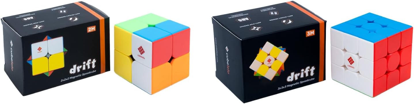 cubeleloDrift 2M 2x2 & 3M 3x3 (Magnetic) Combo Stickerless Speedcube | Features Dual Anti-Pop & Anti-Sticky Design, 9 Levels Adjustment System | Magic Speedy Stress Buster Brainstorming Puzzle for