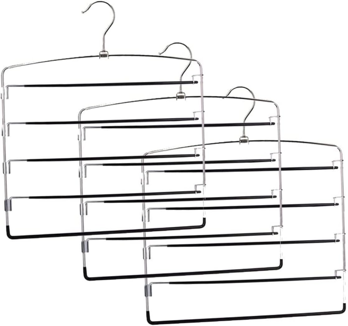 VICASKY 3pcs Metal Pants Hangers Skirt Storage Rack Space Saving Organizer for Bedroom Bathroom Wardrobe Multi Heavy Duty Clothes Rack