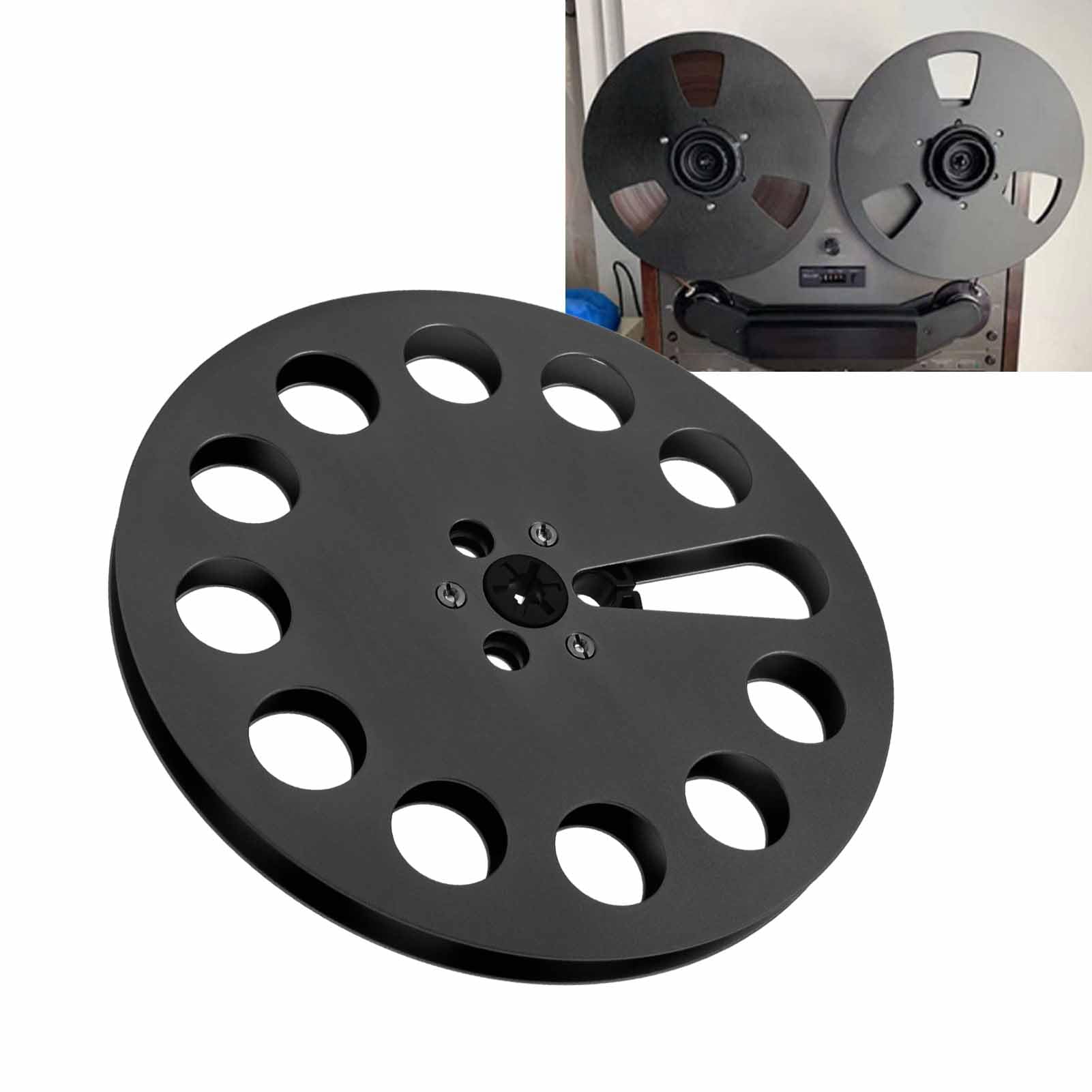 Leere Bandspule, 7 Zoll Leere Aufwickelspule für 1/4-Zoll-Band, Universelle, Hochfeste Offene Aufwickelspule aus Aluminiumlegierung (Black)