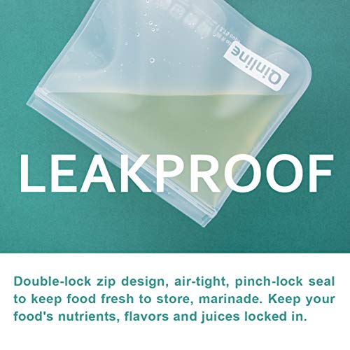 Qinline Reusable Food Storage Bags - 24 Pack Bpa Free Freezer Bags(8 Reusable Gallon Bags + 8 Leakproof Reusable Sandwich Bags + 8 Food Grade Snack Bags) Extra Thick Reusbale Lunch Bag For Salad Fruit #TOP2