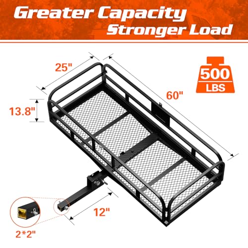 Wildroad Hitch Cargo Carrier with Bike Rack 60″ x 24″ x 14″