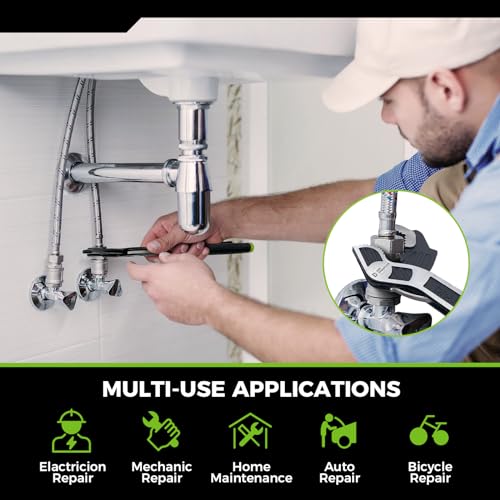 Image of Der Erwachte Multi-function Adjustable Pipe Wrench Set, 2-Piece, Quick Self-Adjusting, Power Grip for 7-35mm Nuts, Pipes Use,Chromium Vanadium Steel