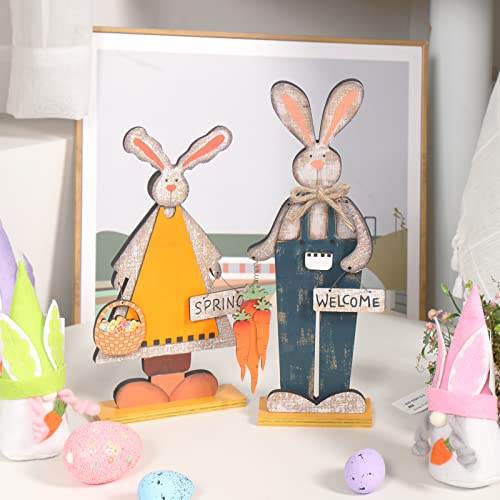 SY-Super-Bang-2pcs-Retro-Bunny-Easter-Wooden-Decorations-Rustic-Rabbit-Tabletop-Decor-for-Centerpiece-Home-Farmhouse-Party-Spring-Summer-Holiday SY Super Bang 2pcs Retro Bunny Easter Wooden Decorations Rustic Rabbit Tabletop Decor for Centerpiece Home Farmhouse Party Spring Summer Holiday