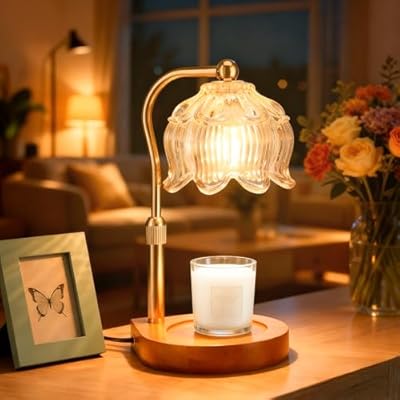 YDDQR Candle Warmer Lamp with Timer Dimmer Adjustable Height, Gift for Women Mom, House Warming New Home Cozy Decor, Wax Melt Warmer for Jar Candles with 2 Bulbs