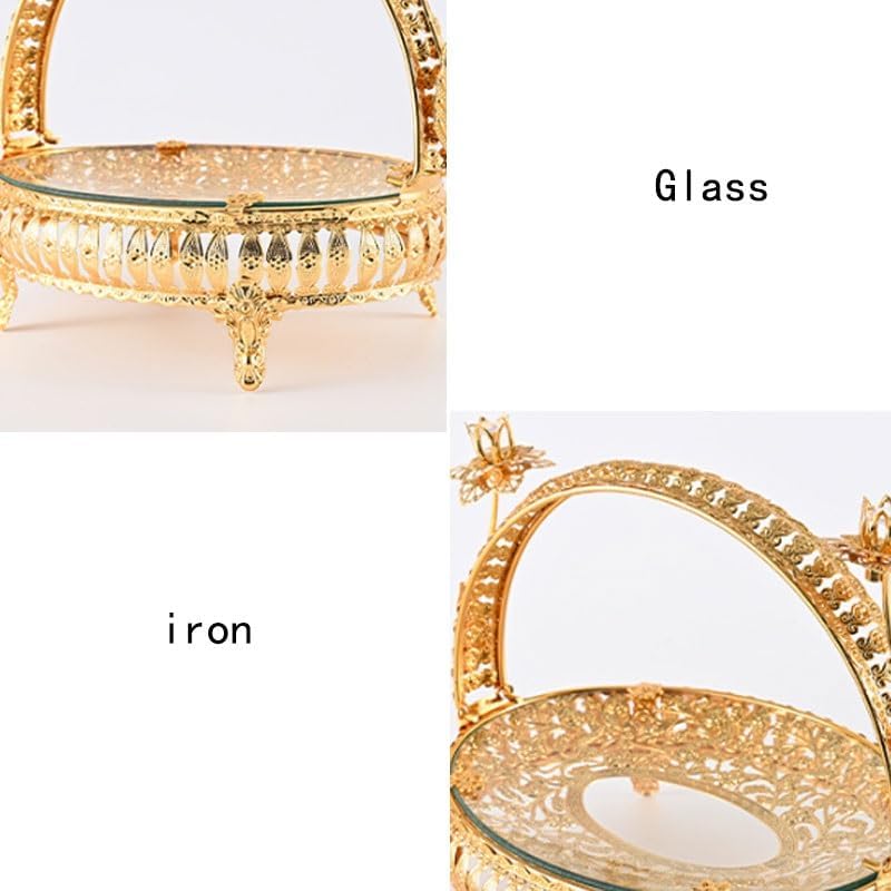Ironwork Glass Fruit Plate Home Living Room Cake Snack Dried Candy
