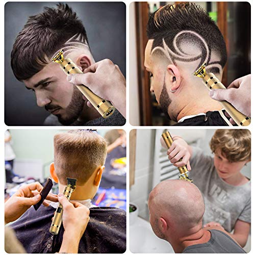 Pro T Outline Clippers Trimmer,GOOLEEN Electric Pro Li Outline Trimmer T Blade Trimmer Grooming Cordless Rechargeable,Professional 0mm Baldheaded Zero Gapped Trimmer Hair Clipper for Men(Gold) - Thumbnail 6