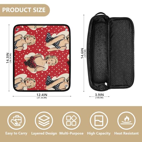 Bolsa para herramientas de cabello Art Lady Red que sostiene secador, rizador, planchas y organizador de accesorios para cabello resistente al calor, portátil para viaje para mujeres miniatura 4