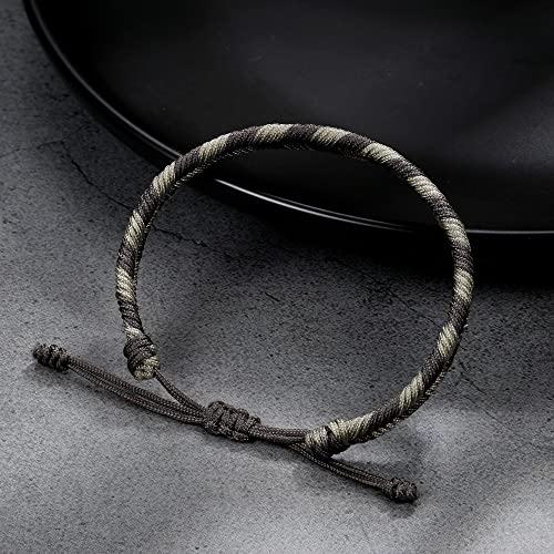 JENDEAR SHINE Braided Rope Bracelet for Men, Plaid Pattern Hand Braided Adjustable Nylon Bracelet, Birthday Friendship Gift for Men.2