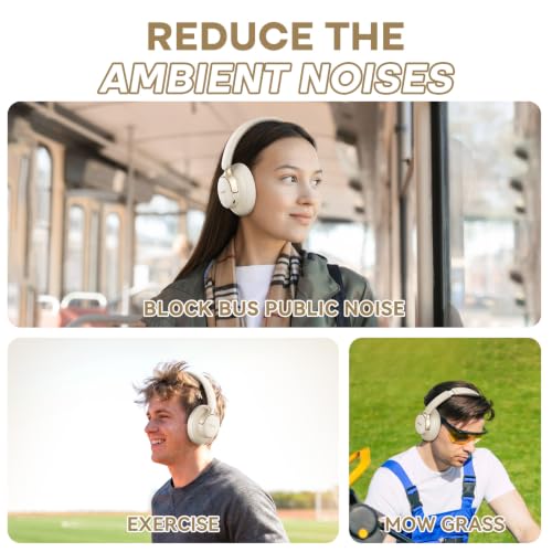 Image of BERIBES Hybrid Active Noise Cancelling Headphones Wireless Over Ear 70Hours