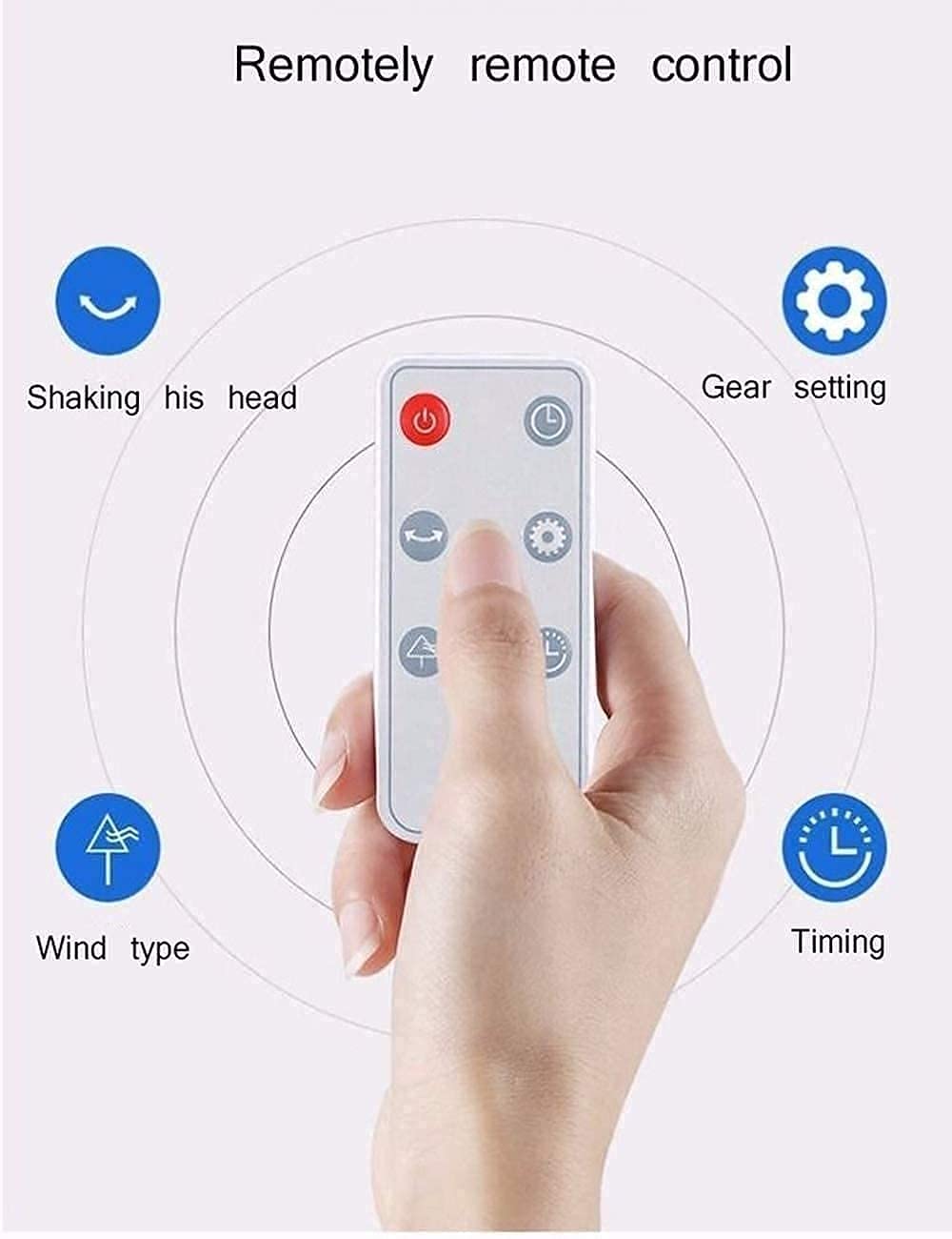 MU Home, biuro, timer 8 h, elektryczny cichy wentylator z diodami LED, 3 prędkości nawiewu, 3 tryby pracy, przenośny, do sypialni, wentylator wieżowy, bezblasiowy wentylator stojący, oscylujący