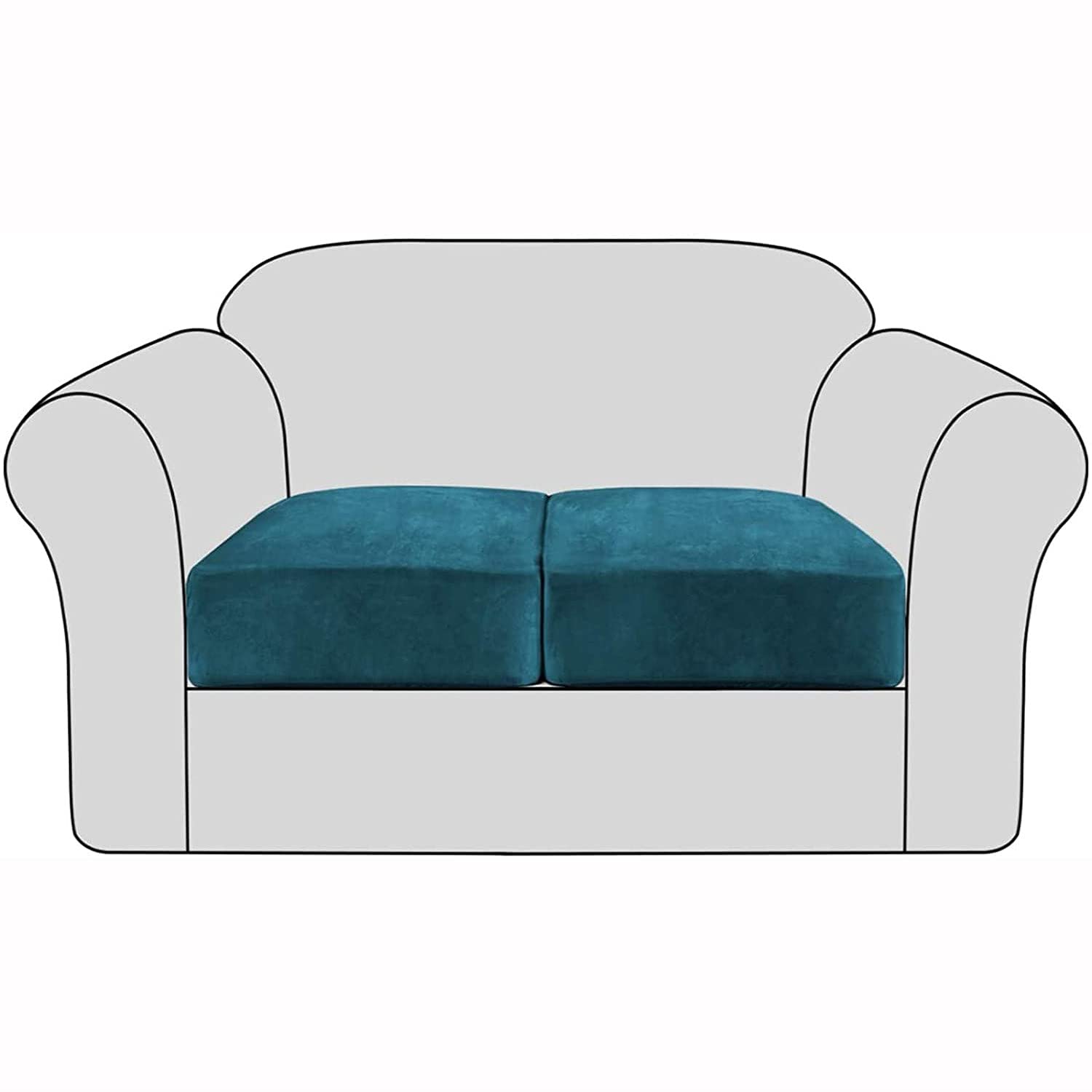 Housse de coussin de canapé en velours extensible et antidérapante pour assise individuelle Bleu