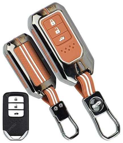 Image of Coll of Fest Premium Metal Silicone Brown Key Cover Compatible with Honda City | Honda BRV | Honda CRV | Honda WRV | Honda Jazz 3 Button Smart Key Glow in the Dark
