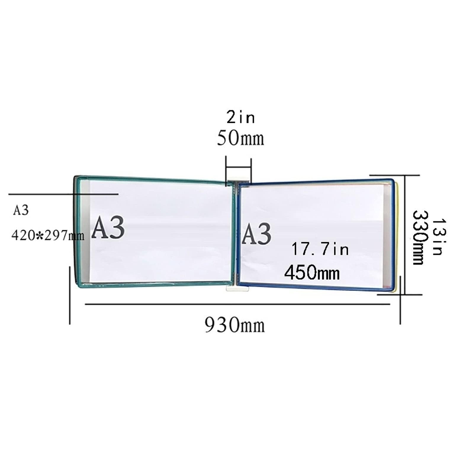 Espositore da parete con 10 pagine, organizer per libri, per officina, mostre e ufficio
