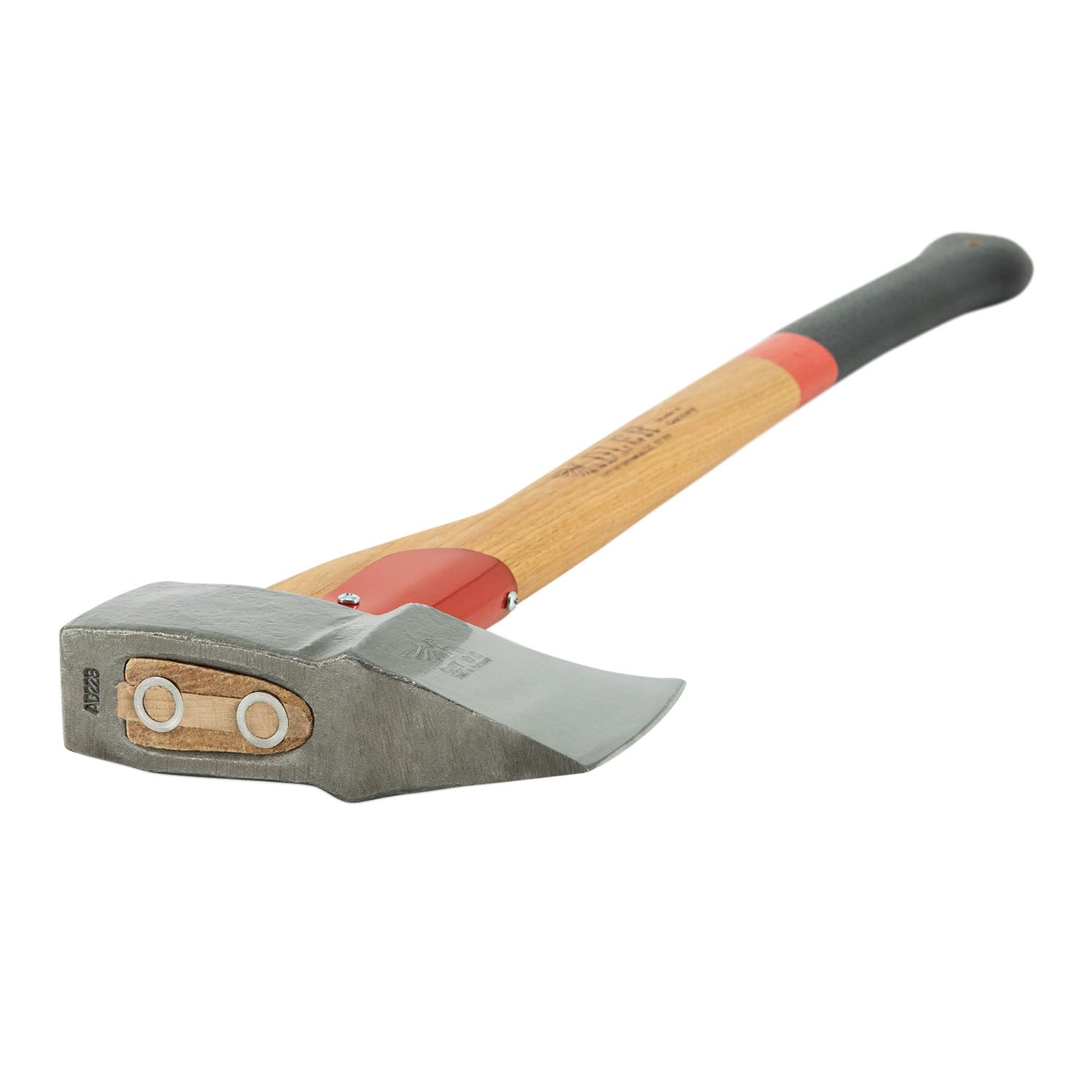 ADLER Spaltaxt inkl. Lederschutz: Geschmiedete Axt zum Holz spalten, Holzaxt mit C60-Stahlkopf & 80 cm Hickory-Stiel, Outdoor- & Forstaxt mit hoher Spaltwirkung, 3-Fach Verkeilung, Rot/schwarz, 2 kg