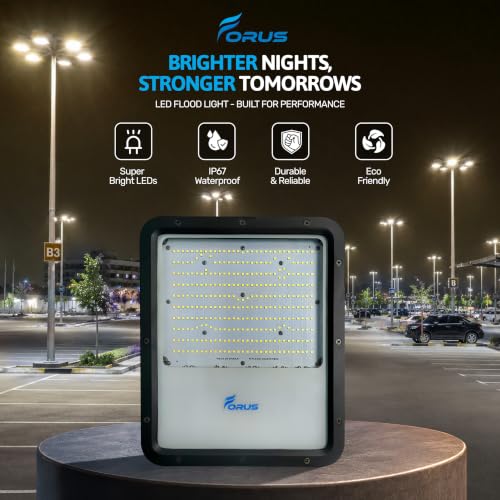 Image of Forus 250W LED Flood Light, IP67 Waterproof Outdoor LED Floodlight, 4-Yr Warranty High Mast Focus Natural White Light, Halogen Replacement for Factory, Garage, Parking, Field, Garden, Shop (1 PC)