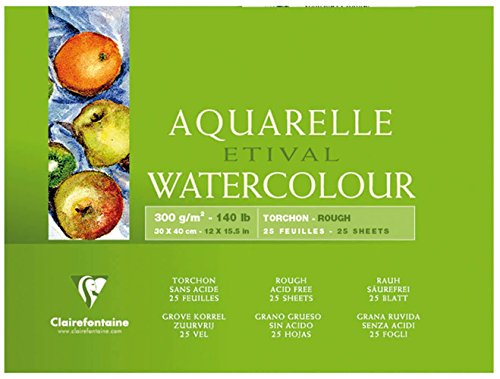 Papier dessin Etival Clairefontaine 96462C bloc aquarelle 300g grain torchon 30x40