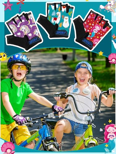 Image of Boao 3 Pairs Kids Half Finger Bike Gloves