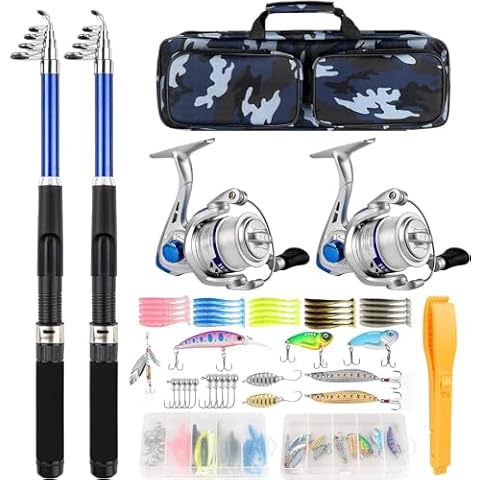 Telescopic Fishing Rod Reel Set, Collapsible Fishing Rod Spinning Reel Bait Fishing Tackle Bag All-in-One Fishing Tackle Fishing Rod Set Cover