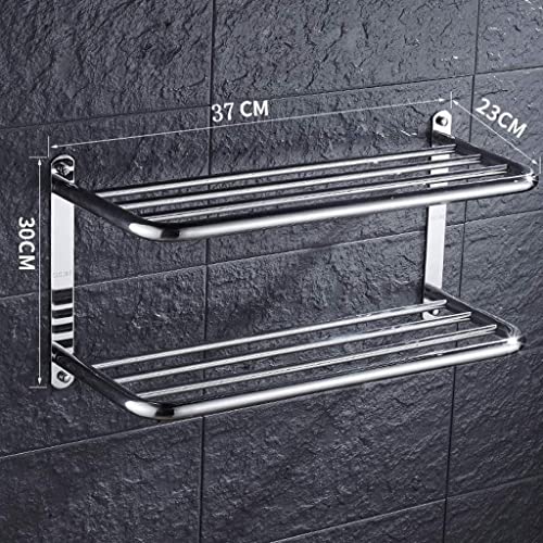 Porte-serviettes de bain 2 couches étagère murale gain de place - 6
