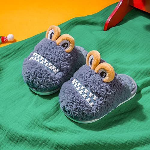 EnJoCho Girls Dress Shoes Autumn and Winter Cute Boys and Girls Slippers Flat Bottom Soft and (Blue, 4-4.5 Years Toddler)2