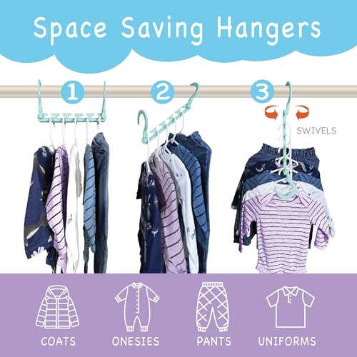 Image of Wonder Hanger Max 10-Pack Space Saving Hangers, Reinforced Hooks Swivels 360, Cascading Hanger, Teens, College Dorms, Kids & Closet Organizer, Assembled - Pastel Blue