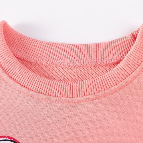 Image of Girls Valentine's Day Outfit Heart Love Print Sweatshirt Kids Girls Clothes Set