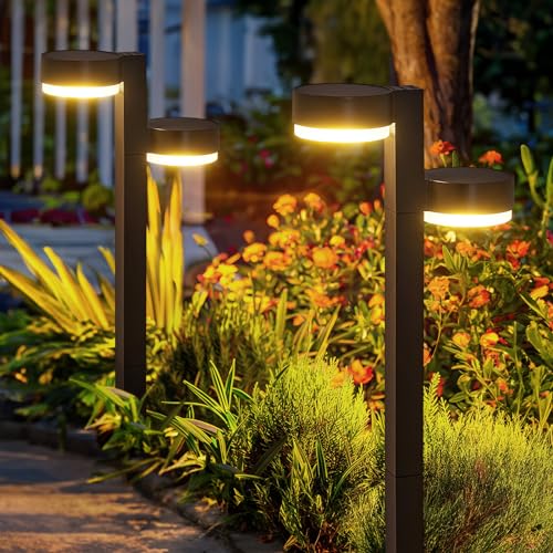 GEARLITE Solarlampen für Außen Garten 6 Stück, Moderne Garten Solarleuchten für Außen mit Super Helle 19LED Warmweiß IP65 Wasserdichte Solar Gartenleuchten für Außen Gartendeko Blumen Terrasse Rasen
