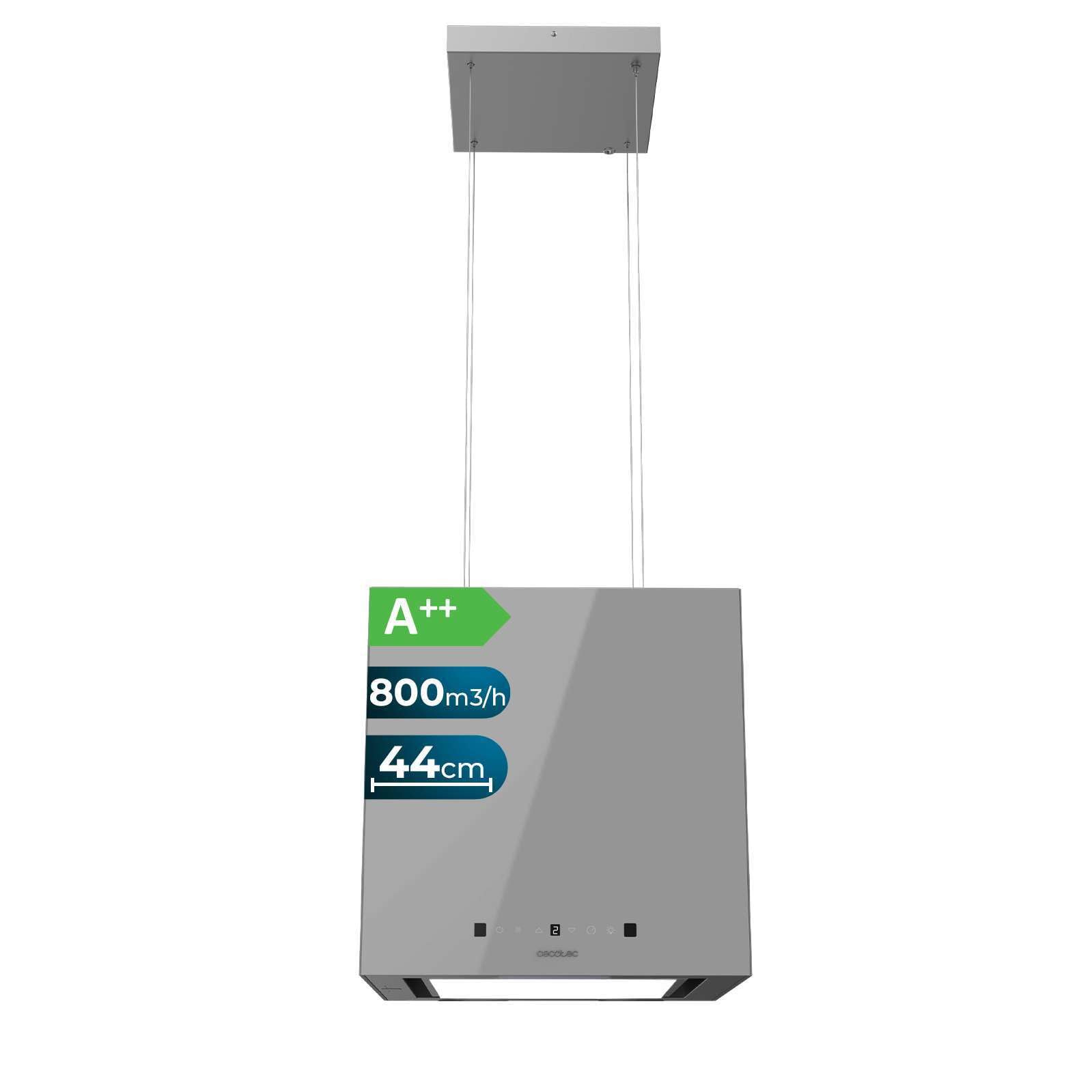 Cecotec Bolero Flux Cct 448000 Insel-Dunstabzugshaube 44 cm 800 m³/h 210 W A++ Grau