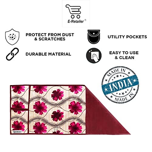 Image of Polyester 3-Layered Microwave Oven Top Cover With 4 Utility Pockets Suitable for Upto 30 Liter (Color- Red, Size-36x14 Inches)