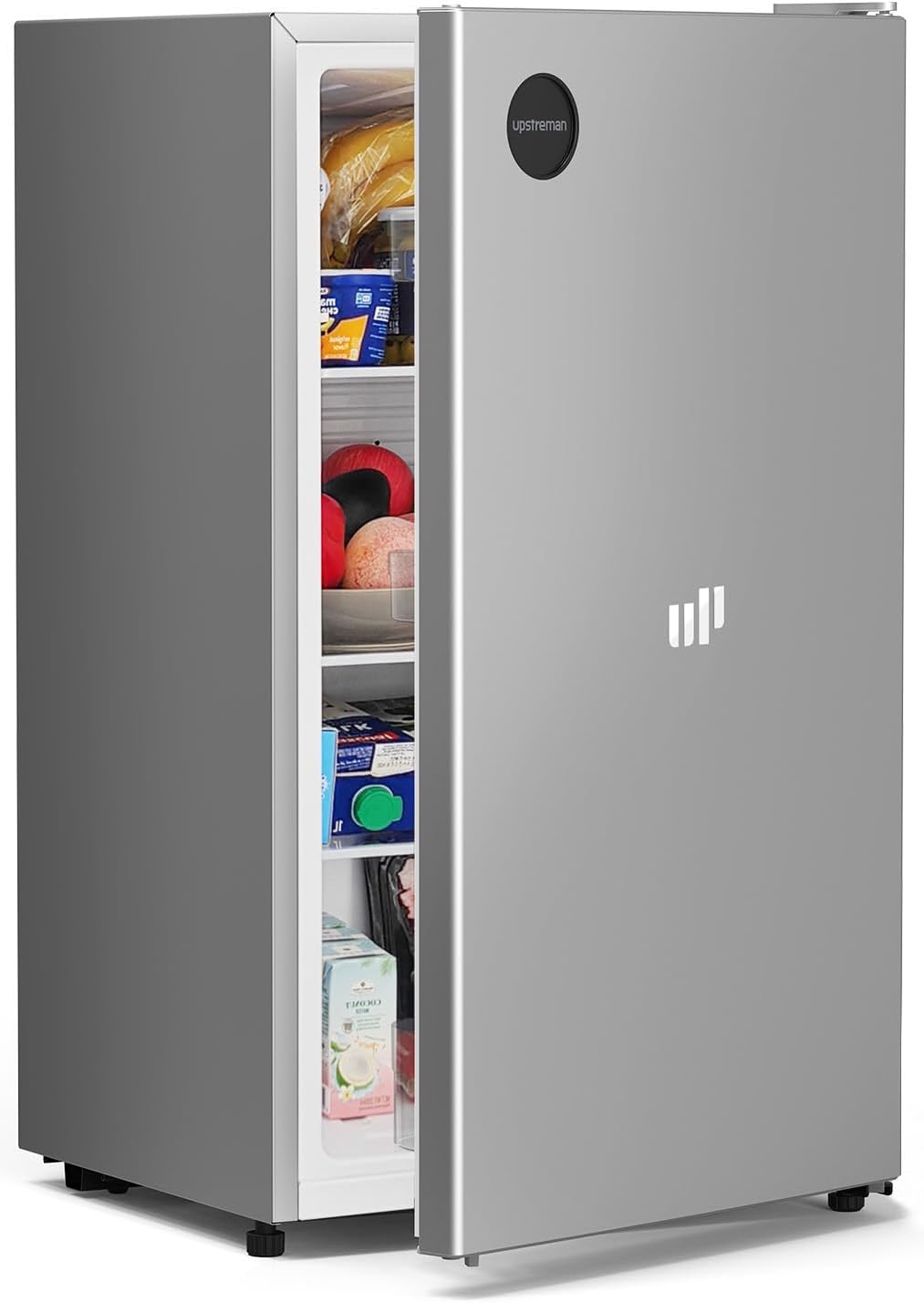Upstreman 3.2 Cu.Ft All-Refrigerator Mini Fridge, Single Door Small Refrigerator, Dorm Fridge with 7 Adjustable Thermostat, Compact Refrigerator for Office, Bedroom or Dorm, Silver-CR32 - Image 1 of 9
