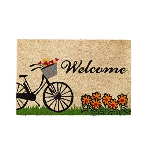 Dcasa - Felpudo de fibra de coco con antideslizante naranja romántico para la entrada de 60x40 cm Bretaña