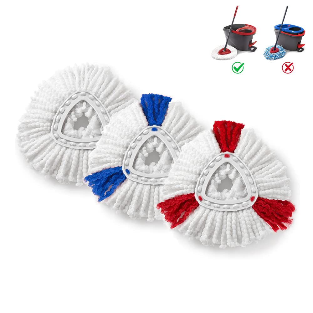 BonusLife 3-Pack Mop Head for O-Ceda RinseClean Spin Mop Refill 2-Tank System Only Easy Cleaning Microfiber Replacement