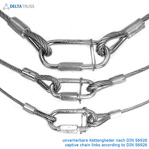 10x Sicherheitsfangseil 800x3mm Safety Sicherungsseil gefertigt nach DGUV 115-002 (ehemals BGV-C1) bis 5kg 10er Set zur Sicherung von Lasten über Personen (800/3 mm)