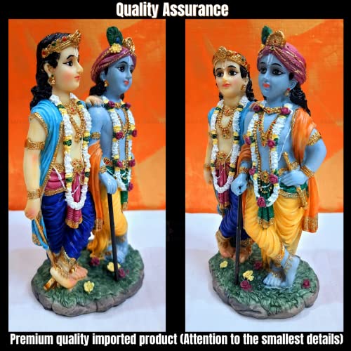 Image of Krishna Balram Marble Idol 18 cm | Handcrafted Hindu God Murti for Pooja Room, Home Decor, Living Room, Office Desk & Gift Showpiece