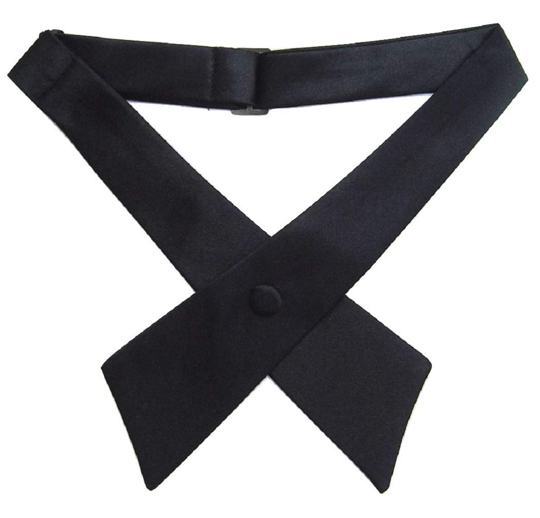 Ll. Men's Black L&L® Unisex Cross Over Bowtie Necktie Cravat Pre Tied Adjustable Bow Tie Satin (Black)