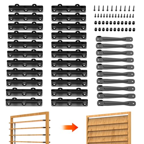 Suemisi Kit de soporte de persiana, juego de persiana y sistema de persianas para jardín, persianas y persianas, kit completo para 11 tablas, color negro (1)