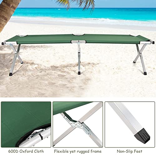 Image of Foldable Single Sleeping Cot - Portable Bed for Camping, Travel, Beach, Office, Home, Lawn, and Picnic with Sturdy Metal Frame