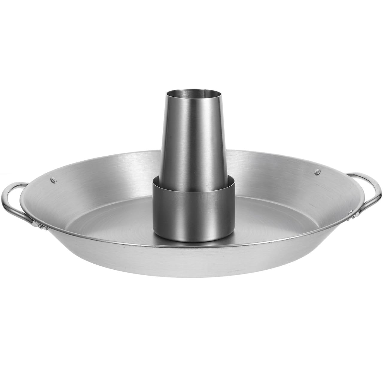 Homoyoyo Soporte para Asar Pollos Parrilla para Asar Pollo de Acero Inoxidable Plato Redondo Desmontable Color Plata Evita Vuelcos Fácil de Usar