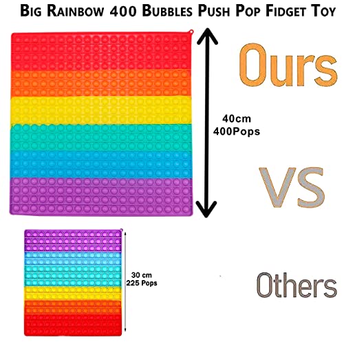 Image of Storite Pop It 400 Bubbles, Big Rainbow 400 Bubbles Popular Stress Relieving Fidget Toy Game for Kids & Adult, Autism Special Needs Stress Reliever & Anxiety Relief Toy (Rainbow, 40X40 CM)
