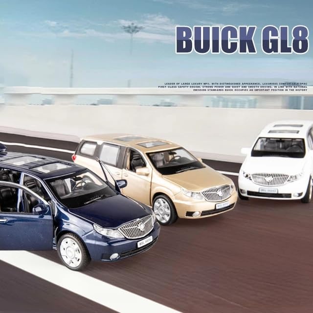 Image of Buick GL8 Model Car with Box, Zinc Alloy Pull Back Toy car with Sound and Light for Kids Boy Girl Gift [Colors as Per Stock] (Buick GL8)